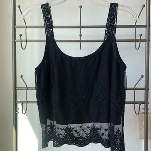 Black crop top with lace overlay